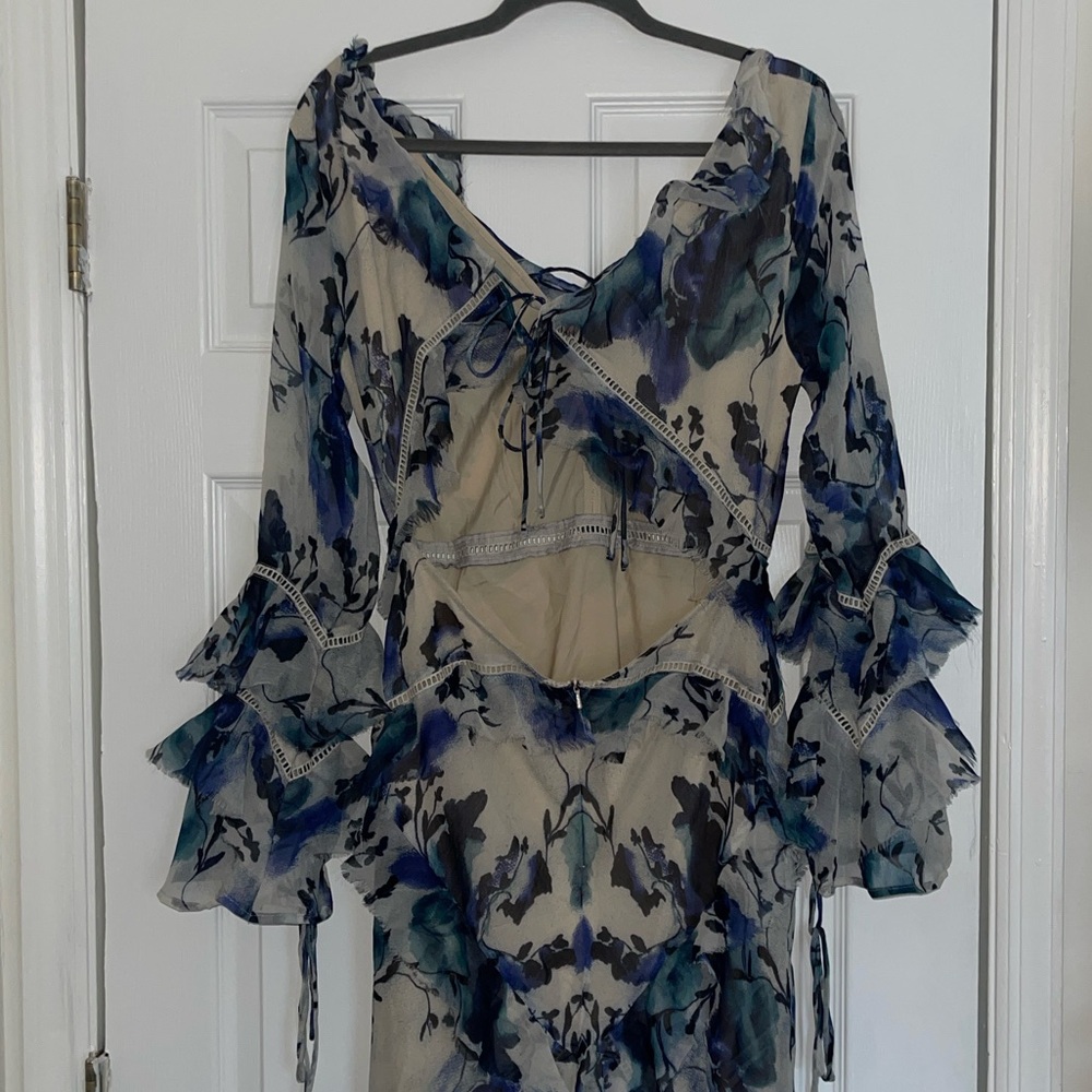 ASOS DESIGN Long Sleeve Ruffle Maxi Dress in Rose Floral Print - Picture 11 of 12